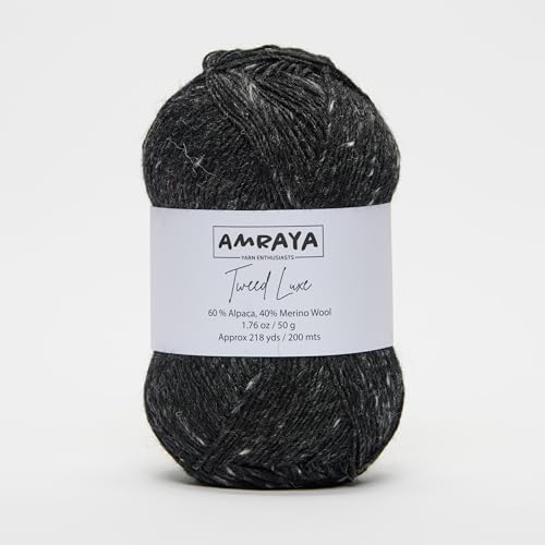 Amraya Tweed Luxe Alpaka Merinowolle Mix 50g/200m zum Häkeln und Stricken (75) von Amraya