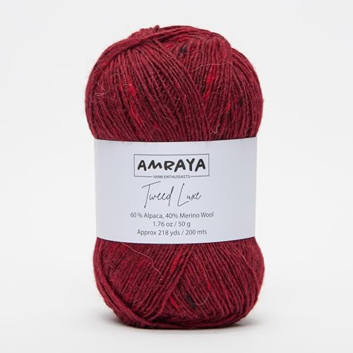 Amraya Tweed Luxe Alpaka Merinowolle Mix 50g/200m zum Häkeln und Stricken (CCQ4) von Amraya