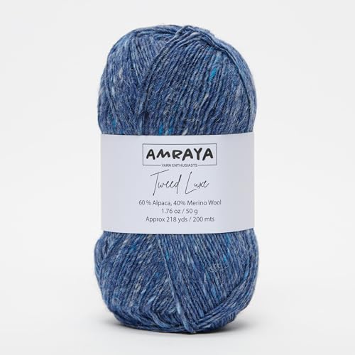 Amraya Tweed Luxe Alpaka Merinowolle Mix 50g/200m zum Häkeln und Stricken (CCQ6) von Amraya
