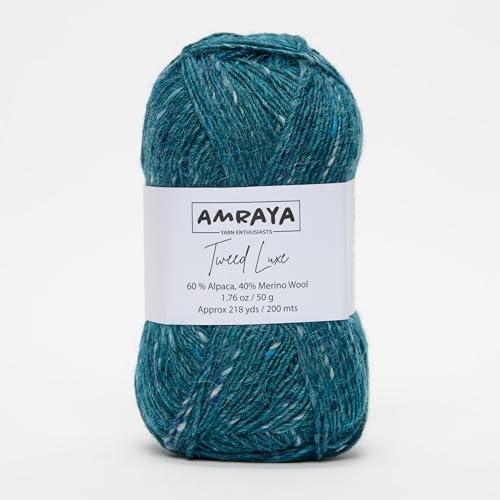 Amraya Tweed Luxe Alpaka Merinowolle Mix 50g/200m zum Häkeln und Stricken (CCQ7) von Amraya