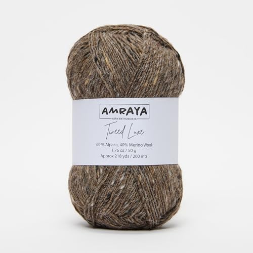 Amraya Tweed Luxe Alpaka Merinowolle Mix 50g/200m zum Häkeln und Stricken (CCR1) von Amraya