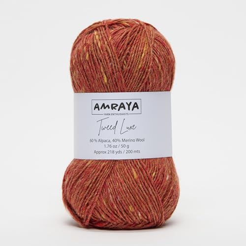 Amraya Tweed Luxe Alpaka Merinowolle Mix 50g/200m zum Häkeln und Stricken (CCR5) von Amraya