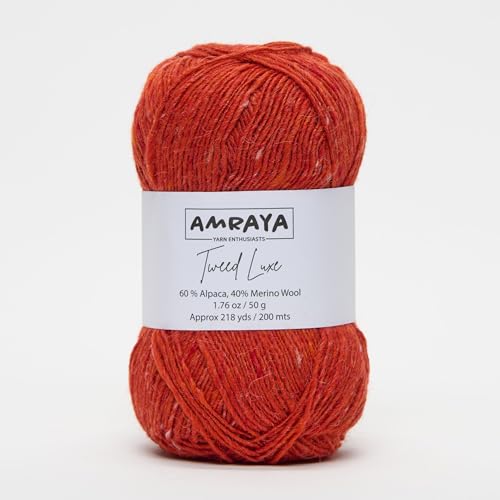 Amraya Tweed Luxe Alpaka Merinowolle Mix 50g/200m zum Häkeln und Stricken (CCT1) von Amraya