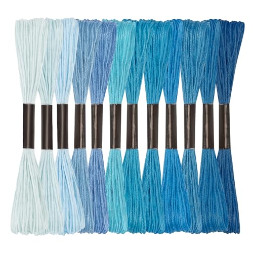 Amrules Freundschaftsarmband String, 12 Knäuel, blaue Serie, Kreuzstichgarn, 874,5 cm, Baumwoll-Stickgarn, Handstickgarn für DIY Nähen und Sticken, Basteln von Amrules