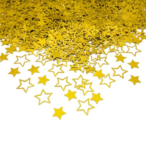 Amrzsallez Goldstern-Konfetti, Glitzerstreusel für Party, Tischstreuung, Dekoration, Geburtstag, Babyparty, Hochzeit, Party, Dekoration, glänzend, fünfzackige PVC-Sterne Amrzsallez Goldstern-Konfetti, Glitzerstreusel für Party, Tischstreuung, Dekoration, Geburtstag, Babyparty, Hochzeit, Party, Dekoration, glänzend, fünfzackige PVC-Sterne von Amrzsallez