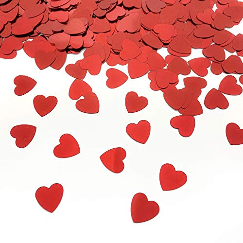 Amrzsallez Herz-Konfetti – glänzende Folie, Party-Dekorationen, Herz-Konfetti für Valentinstag, Hochzeiten, Geburtstage, Weihnachten und mehr (rot) von Amrzsallez
