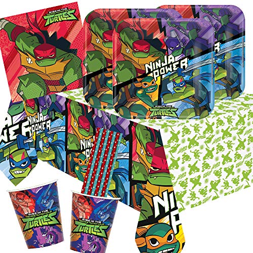 Amscan/Hobbyfun 41-teiliges Party-Set Rise of Teenage Mutant Ninja Turtles - Teller Becher Servietten Tischdecke Trinkhalme für 8 Kinder von Amscan/Hobbyfun