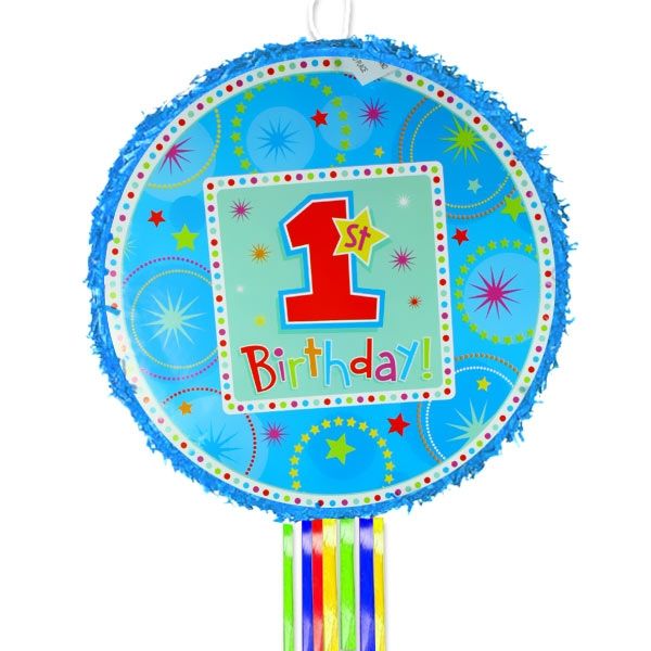 1. Geburtstag Zugpinata, Birthday Boy, mit bunten Bändeln, 20 Bändel 1. Geburtstag Zugpinata, Birthday Boy, mit bunten Bändeln, 20 Bändel von Amscan Europe GmbH