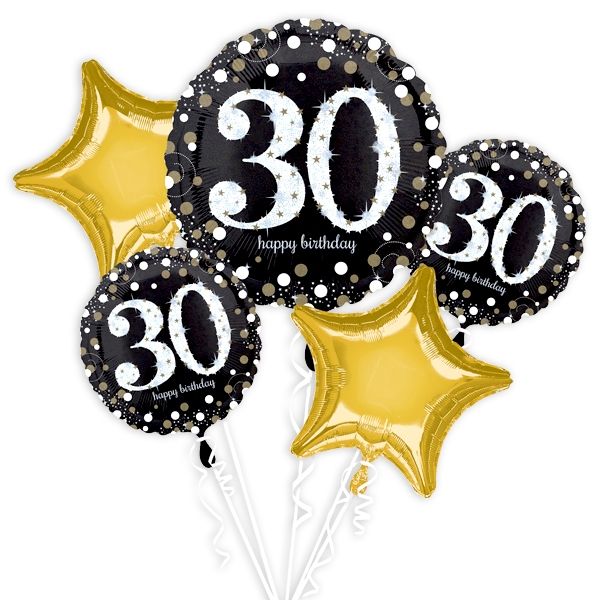 "30. Geburtstag" Glitzer Ballon-Set, 5-teilig von Amscan Europe GmbH