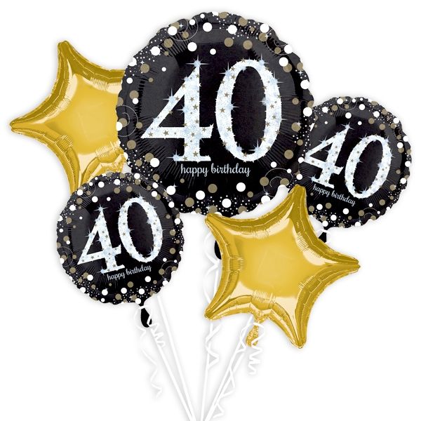 "40. Geburtstag" Glitzer Ballon-Set, 5-teilig von Amscan Europe GmbH