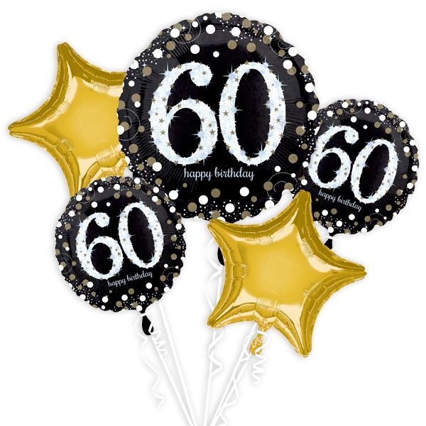 "60. Geburtstag" Glitzer Ballon-Set, 5-teilig von Amscan Europe GmbH