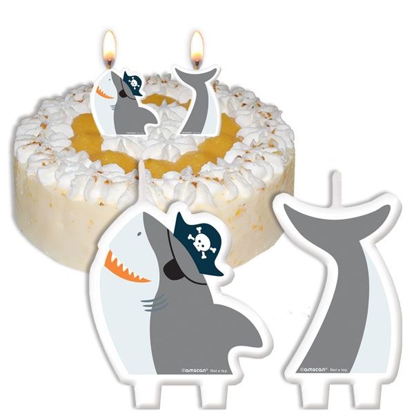 Ahoi Piraten Hai-Geburtstagskerze, 2er Set, insg.9cm