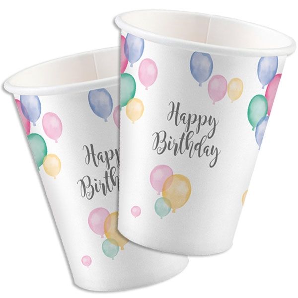 Ballon Party Becher, 8 Stk, Vol. 250ml, zarte Pastelltöne Ballon Party Becher, 8 Stk, Vol. 250ml, zarte Pastelltöne von Amscan Europe GmbH