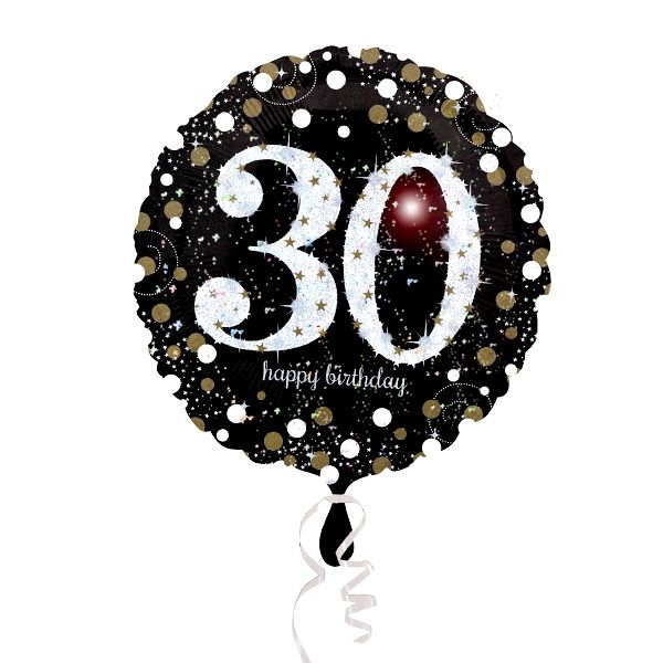 Glitzer-Folieballon, 35cm, 1 Stück, zum 30. Geburtstag als Geschenk von Amscan Europe GmbH