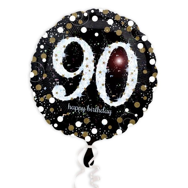 Glitzer-Folieballon, 35cm, 1 Stück, zum 90. Geburtstag oder Jubiläum von Amscan Europe GmbH