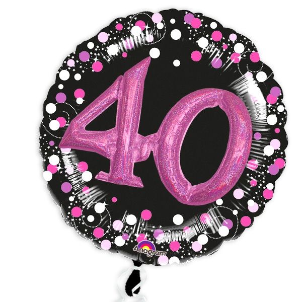 Glitzer-Folieballon Set mit 3D Effekt in schwarz-pink zum 40. Geburtstag von Amscan Europe GmbH