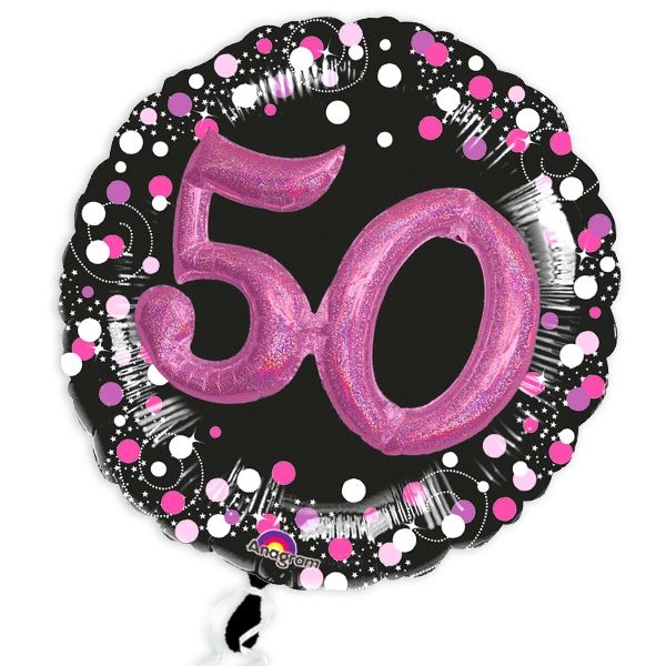 Glitzer-Folieballon Set mit 3D Effekt in schwarz-pink zum 50. Geburtstag von Amscan Europe GmbH