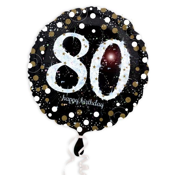 Glitzer-Folieballon zum runden 80. Geburtstag/Jubiläum, 1 Stück, 35cm von Amscan Europe GmbH