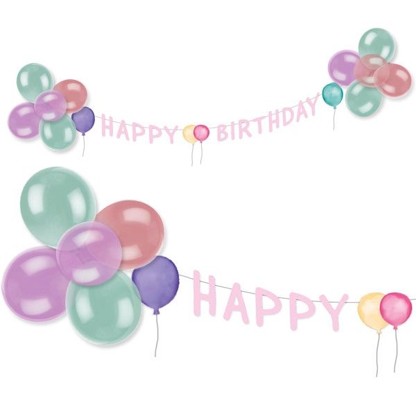 "Happy Birthday Pastell" Dekoset Ballons + Buchstabenkette von Amscan Europe GmbH