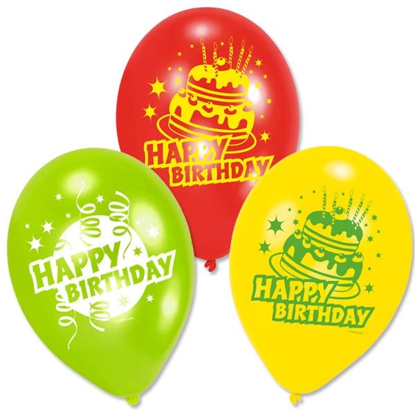 Luftballons Happy Birthday mit Torte, 6 Stk, 22,8cm von Amscan Europe GmbH