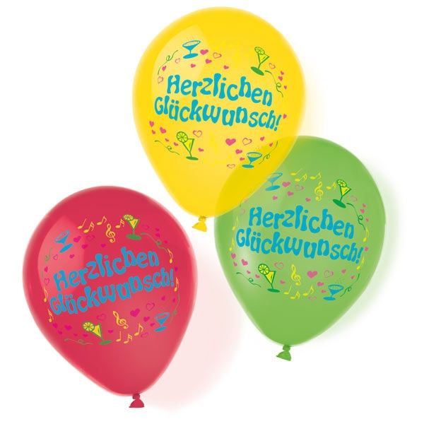 Luftballons "Herzlichen Glückwunsch" 6 Stk, 27,9cm von Amscan Europe GmbH