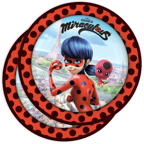 "Miraculous", Teller, 8 Stück, 23 cm, Ladybug Partyteller aus Pappe "Miraculous", Teller, 8 Stück, 23 cm, Ladybug Partyteller aus Pappe