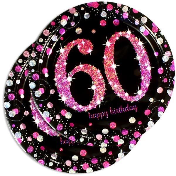 Sparkling Celebr. Glitzerteller pink, Zahl 60, 8 Stk., 23cm Sparkling Celebr. Glitzerteller pink, Zahl 60, 8 Stk., 23cm von Amscan Europe GmbH
