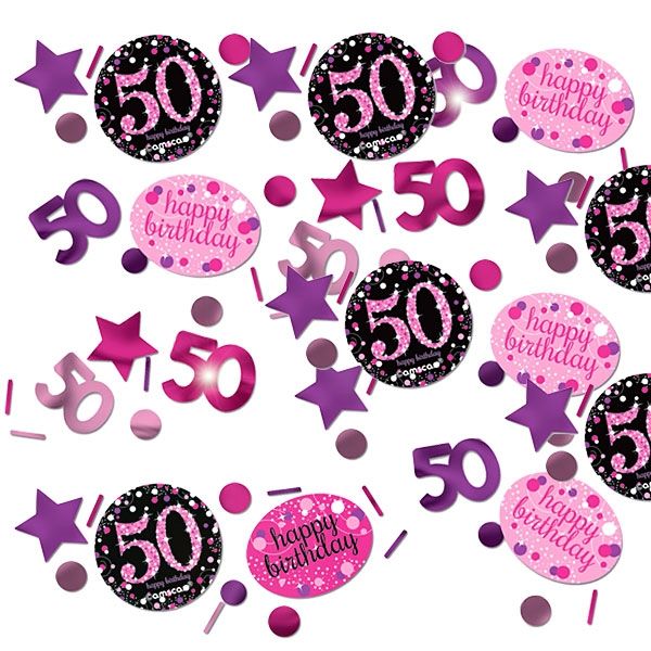 Sparkling Celebr. Konfetti 50. Geburtstag, 34g, pink-schwarz von Amscan Europe GmbH