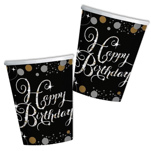 Sparkling Celebration Partybecher, 8er Pck, 266ml, schwarz-gold Sparkling Celebration Partybecher, 8er Pck, 266ml, schwarz-gold von Amscan Europe GmbH