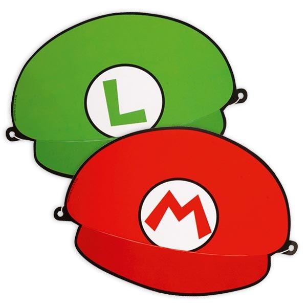 Super Mario Partyhüte im 8er Pack aus Pappe mit Gummiband von Amscan Europe GmbH