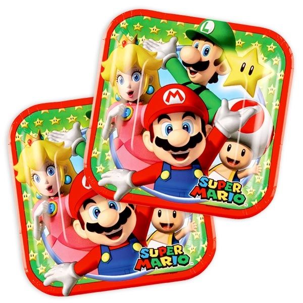 Super Mario Partyteller aus Pappe im 8er Pack für Tischdeko, 17,5cm von Amscan Europe GmbH