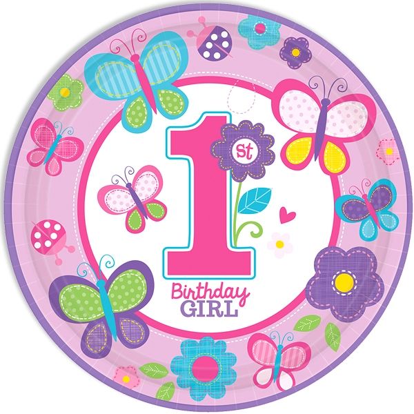 Sweet Birthday Girl Teller 8 Stk. mit Schmetterling und Blümchen, 23 cm Sweet Birthday Girl Teller 8 Stk. mit Schmetterling und Blümchen, 23 cm von Amscan Europe GmbH