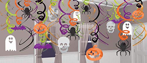 Amscan 679468-55 - Deko-Spiralen Halloween Spinnen, aus Folie und Papier, Länge 61 cm, 30 Stück, Spinne, Spider, Halloween, Horror-Party, Mottoparty von amscan