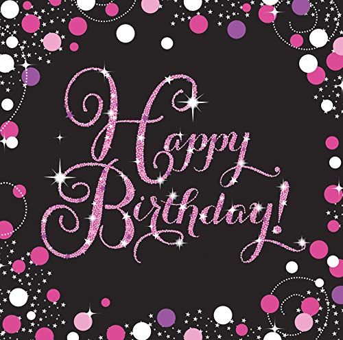 Amscan 9901182 - Servietten Happy Birthday, 16 Stück, 33 x 33 cm, Sparkling Celebration von amscan