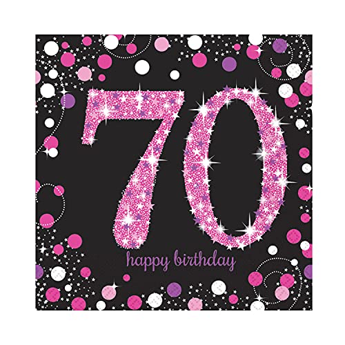 Amscan 9901745 - Servietten Sparkling Celebration 70, 16 Stück, 33 x 33 cm, Happy Birthday, Geburtstag von amscan