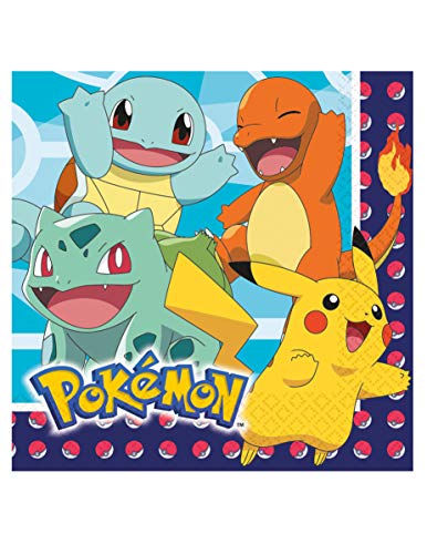 Amscan 9904821 - Servietten Pokemon, 16 Stück, 33 x 33 cm, Tischdekoration, Party, Kindergeburtstag von amscan