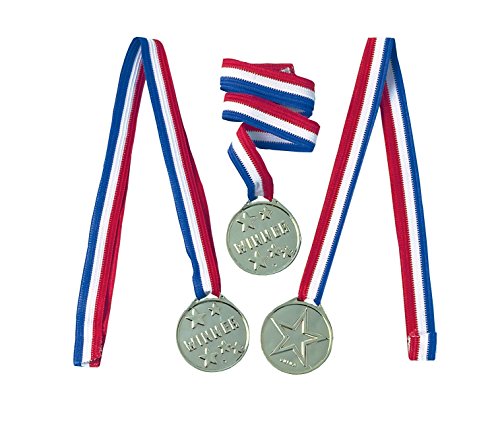 Amscan INT390318 - Medaillen, 12 Stück, Silber, Sterne, Kindergeburtstag, Siegerehrung von amscan