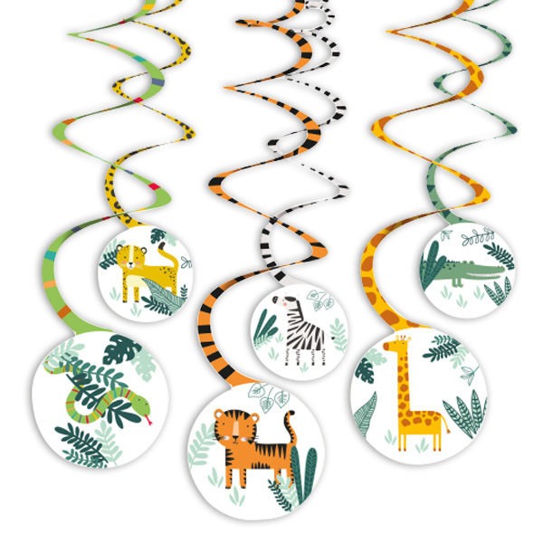 6 Deko-Spiralen, Wilde Tiere, Ø 13cm 6 Deko-Spiralen, Wilde Tiere, Ø 13cm von Amscan
