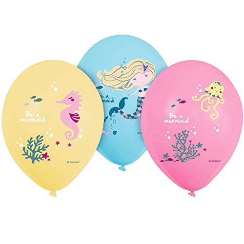 Amscan 9903039 - 6 Latexballoons Be a Mermaid 27,5 cm / 11", Luftballon von amscan