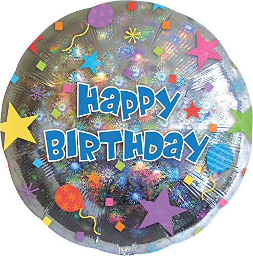 Amscan 13500 01 - Standard Folienballon Happy Birthday Konfetti, Rund, Durchmesser 43 cm, Volumen 13 Liter, Heliumballon von amscan