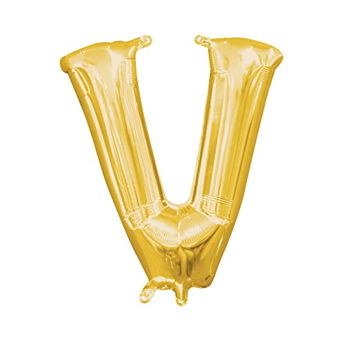 Amscan 3305511 - MiniShape Folienballon Buchstabe V, Gold, Luftballon von amscan