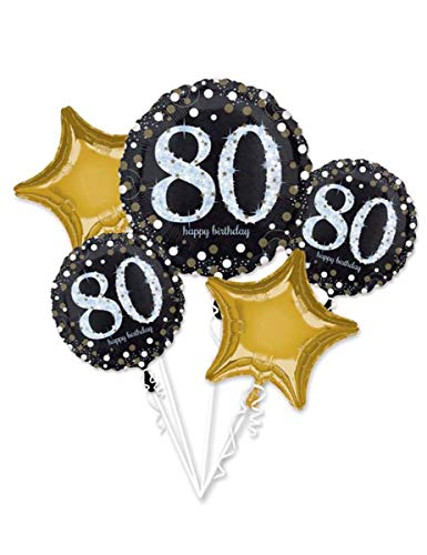 Amscan 3787701 - Jumbo Folienballon Sparkling Birthday 80, holografisch, Geburtstag, Heliumballon von Amscan