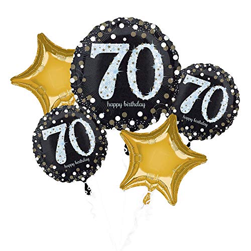 Amscan 3787801 - Bouquet Folienballons Happy Birthday 70, 5 Ballons, Geburtstag, Dekoration, Geschenk von amscan