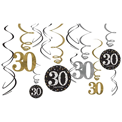 Adult Gold Celebration 30th Swirl Decorations von amscan