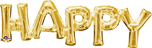 Phrase: 'HAPPY' Gold von amscan