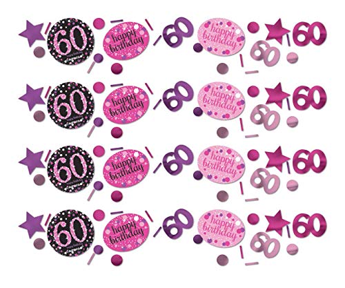 Adult Pink Celebration 60th Birthday 3 Pack Confetti von amscan