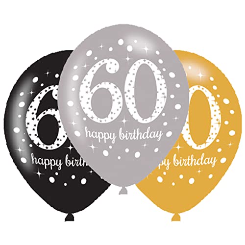 Amscan 9900741 - Latexballons 60 Happy Birthday, 6 Stück, Luftballons, Geburtstag, Dekoration Amscan 9900741 - Latexballons 60 Happy Birthday, 6 Stück, Luftballons, Geburtstag, Dekoration von amscan