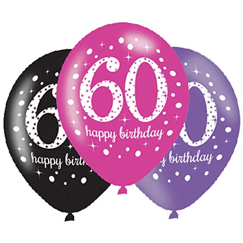 Adult Pink Celebration 60th Birthday Latex Balloons von amscan
