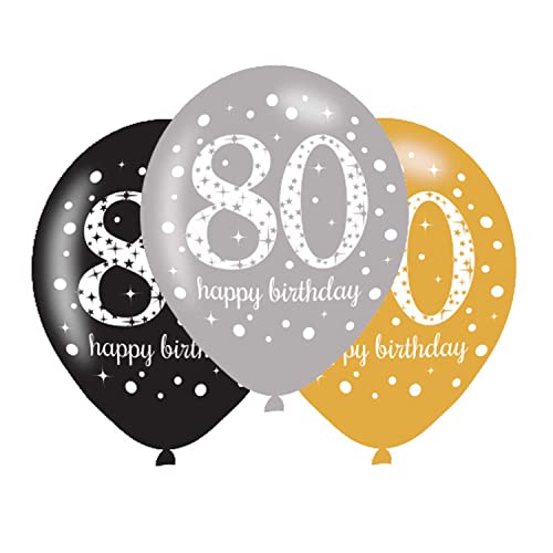 Amscan 9900974 - Latexballons 80 Happy Birthday, 6 Stück, Luftballons, Geburtstag, Dekoration Amscan 9900974 - Latexballons 80 Happy Birthday, 6 Stück, Luftballons, Geburtstag, Dekoration von amscan