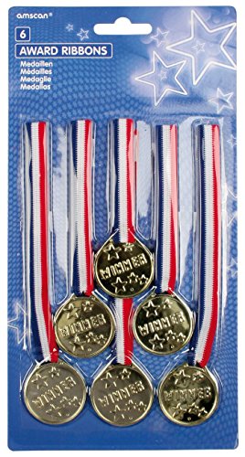 Amscan INT39239 - Medaillen, 6 Stück, circa 11 cm, Geburtstag, Party, Mitgebsel, Siegerehrung von amscan